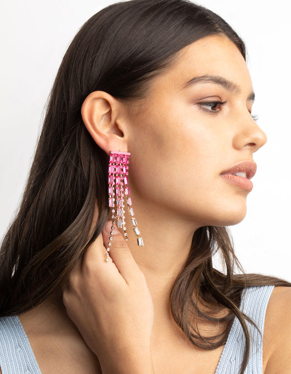 Fuchsia Chunky Drop Earrings
