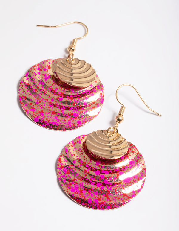 Pink Splatter Ripple Drop Earrings