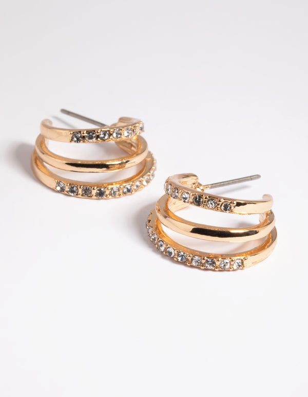 Gold Diamante Hoop Earrings