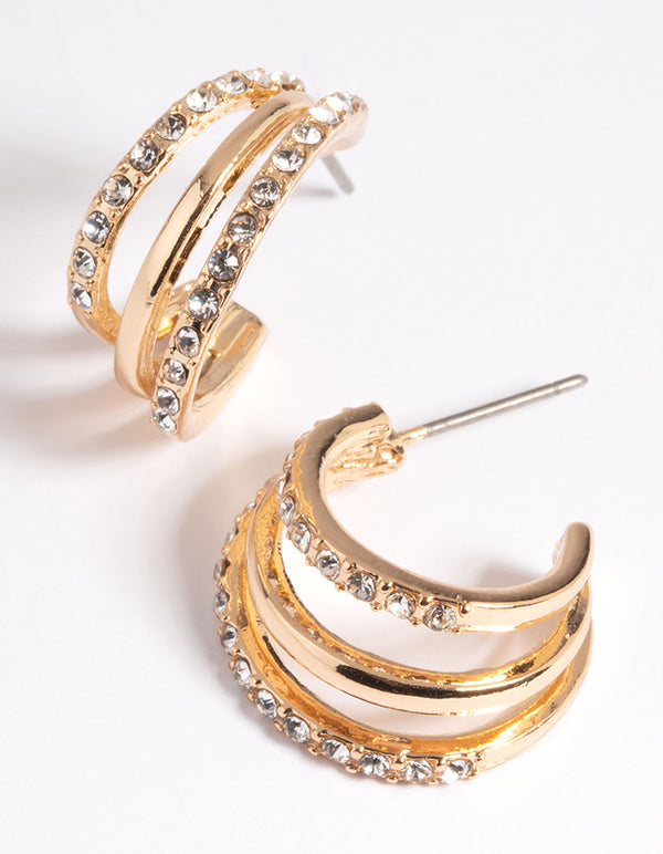 Gold Diamante Hoop Earrings