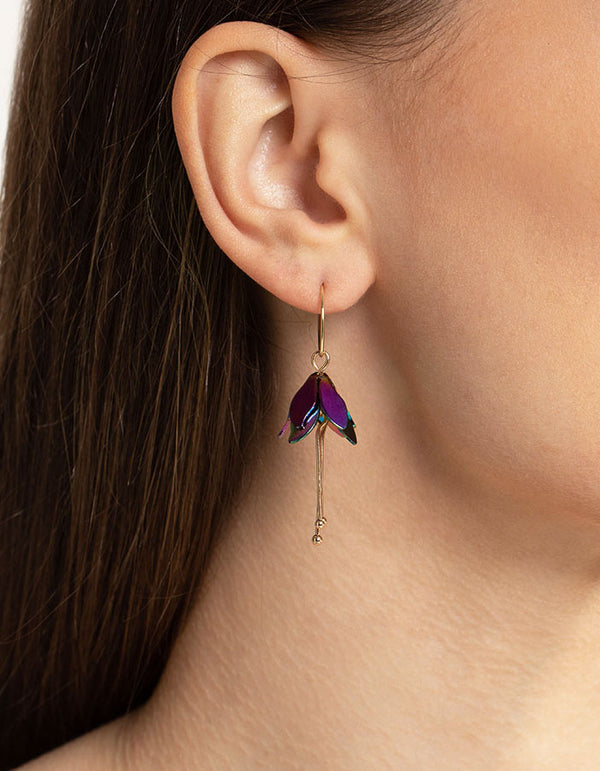 Gold Mini Flower Drop Earrings