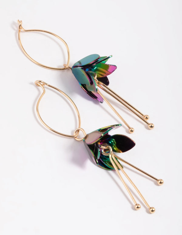 Gold Mini Flower Drop Earrings