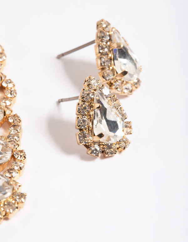 Gold Teardrop Cupchain Tassel Earring & Necklace Set