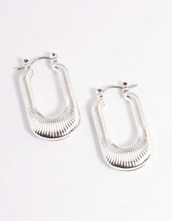 Silver Chubby Square Hoop Earrings