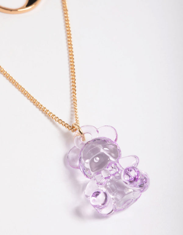 Gold Cute Bear & Yin Yang Necklace