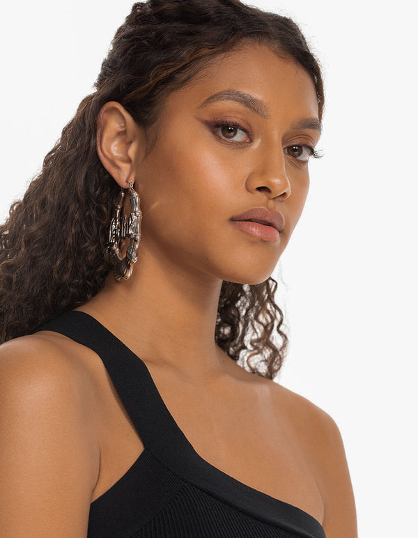 Silver Babe Bamboo Hoop Earrings