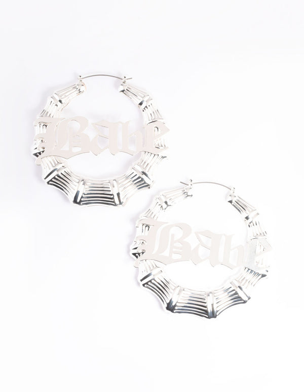 Silver Babe Bamboo Hoop Earrings