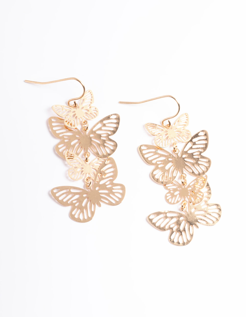 Gold Fine Butterfly Drop Earrings