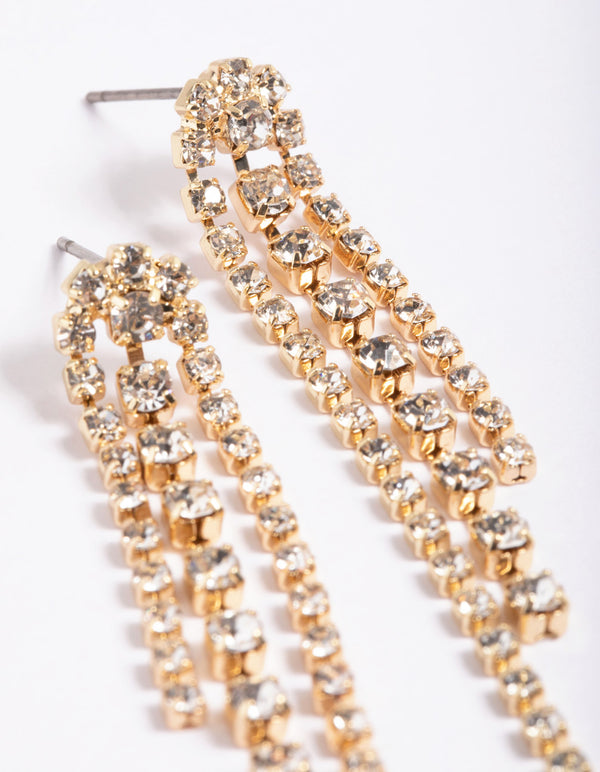 Gold Diamante Cupchain Earrings