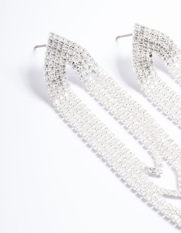 Cubic Zirconia Oval Cupchain Drop Earrings