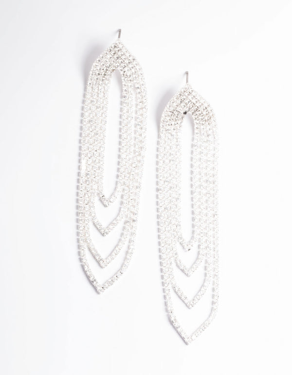 Cubic Zirconia Oval Cupchain Drop Earrings