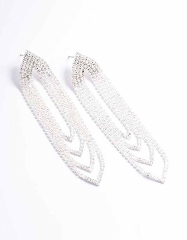Cubic Zirconia Oval Cupchain Drop Earrings