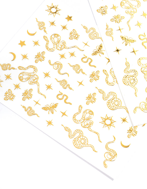 Gold Snake Nail Stickers