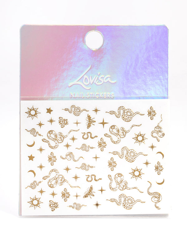 Gold Snake Nail Stickers