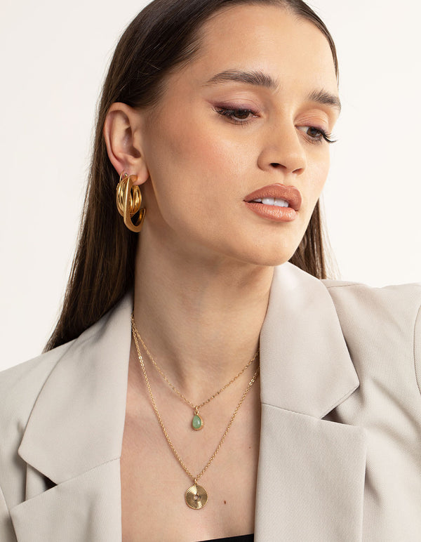 Worn Gold Mixed Shape Pack Hoop Earrings
