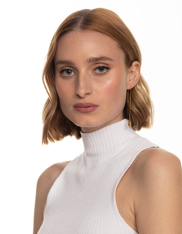 Worn Gold Threader Oval Earrings