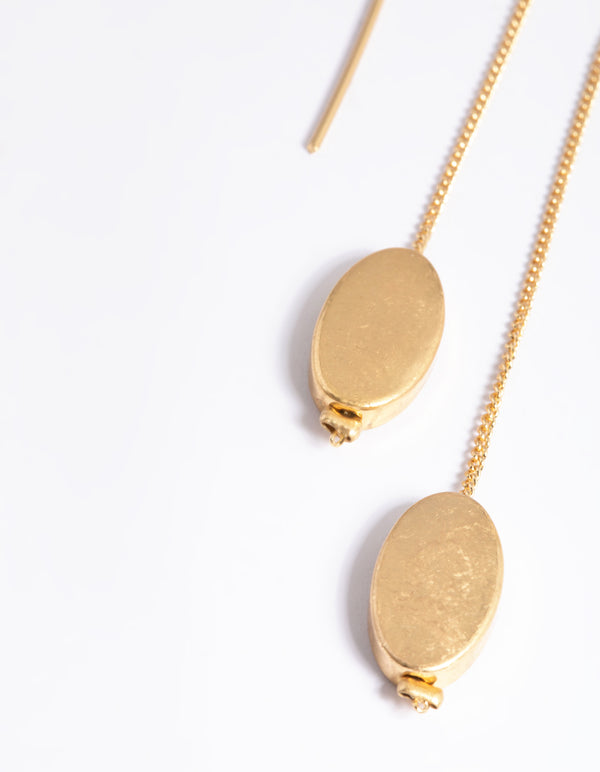 Worn Gold Threader Oval Earrings