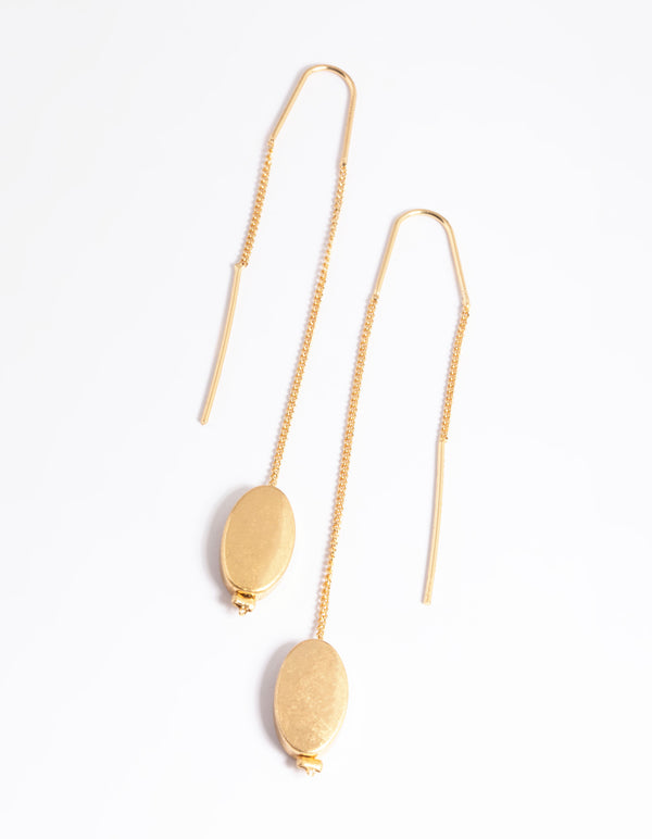 Worn Gold Threader Oval Earrings