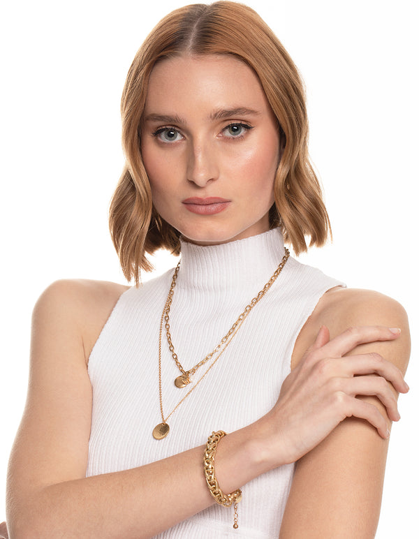 Worn Gold Chunky Twist Chain Bracelet