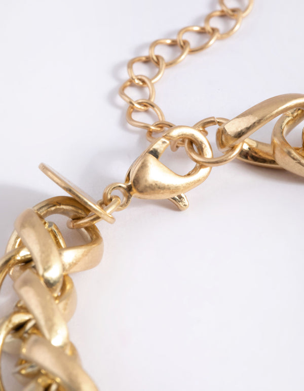 Worn Gold Chunky Twist Chain Bracelet