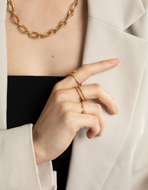 Worn Gold Mixed Molten Ring 6-Pack