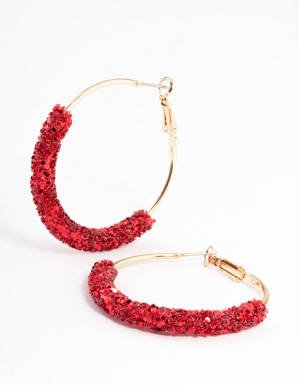 Gold Rubber Glitter Hoop Earrings