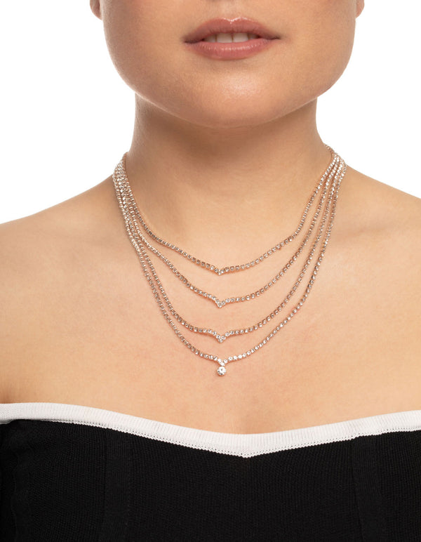 Rose Gold Layer Cupchain Teardrop Necklace