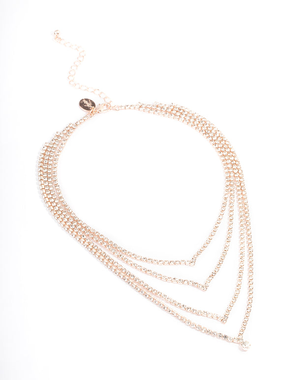 Rose Gold Layer Cupchain Teardrop Necklace