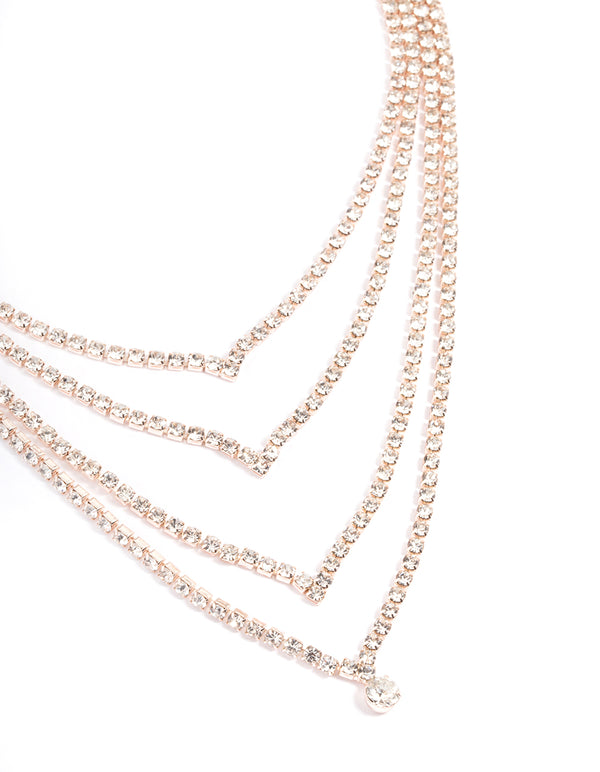 Rose Gold Layer Cupchain Teardrop Necklace