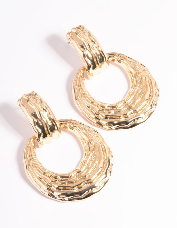 Gold Stamped Door Knocker Earrings