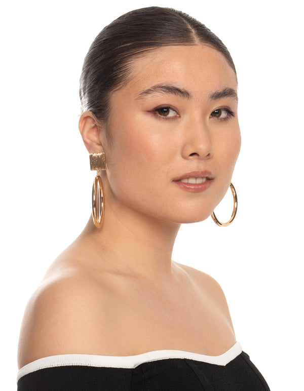 Gold Brushed Square Earrings