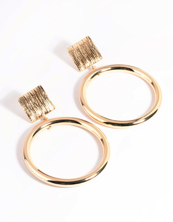 Gold Brushed Square Earrings