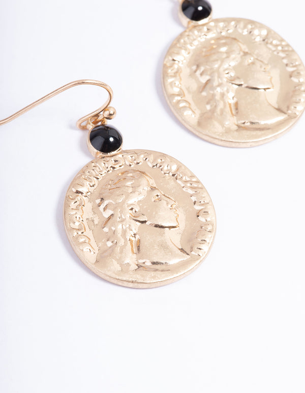 Gold Coin Drop Earrings