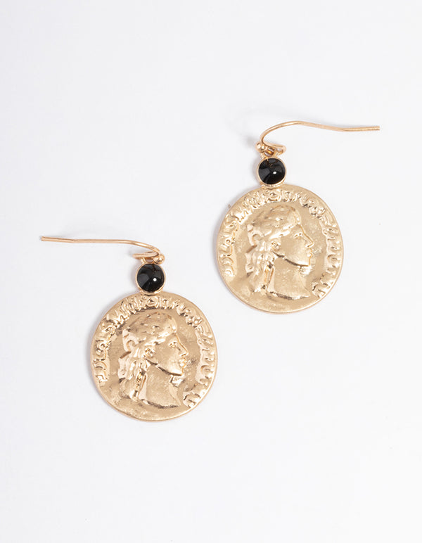 Gold Coin Drop Earrings