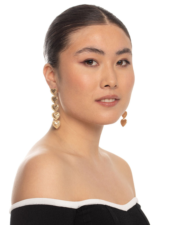 Gold Multi Heart Drop Earrings