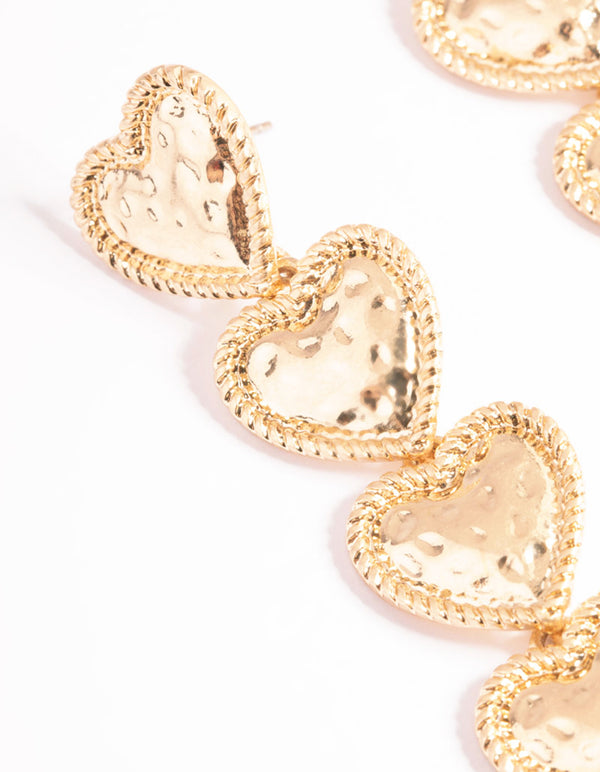 Gold Multi Heart Drop Earrings