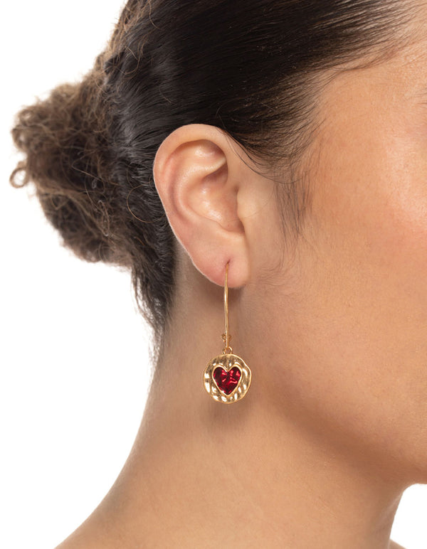 Gold Mini Heart Drop Earrings