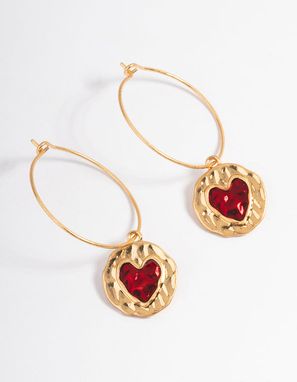 Gold Mini Heart Drop Earrings