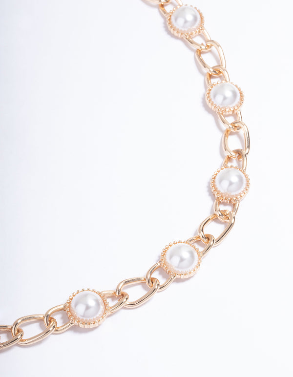 Gold Pearl Chain Belt