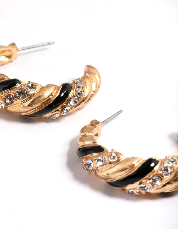 Gold 80s Twist Hoop Earrings