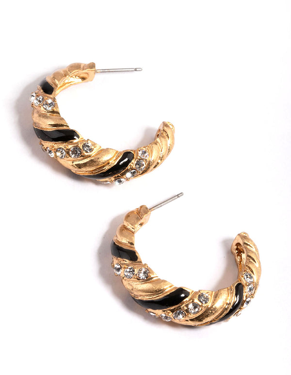 Gold 80s Twist Hoop Earrings