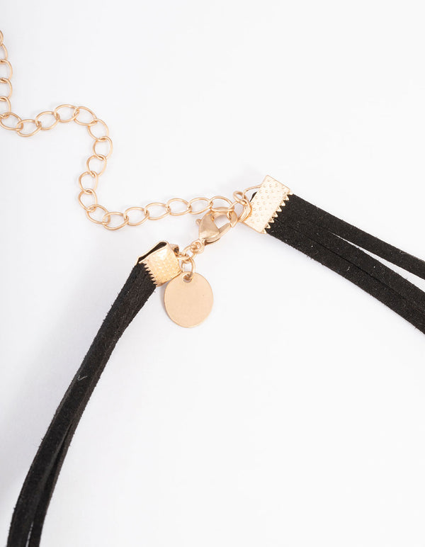 Worn Gold Pearl Cross Choker