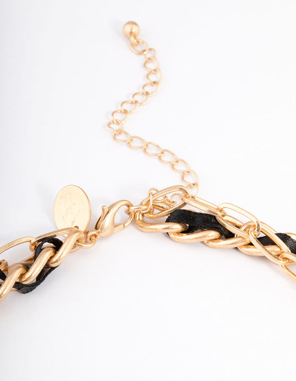 Gold Three Layer Multi Charm Necklace