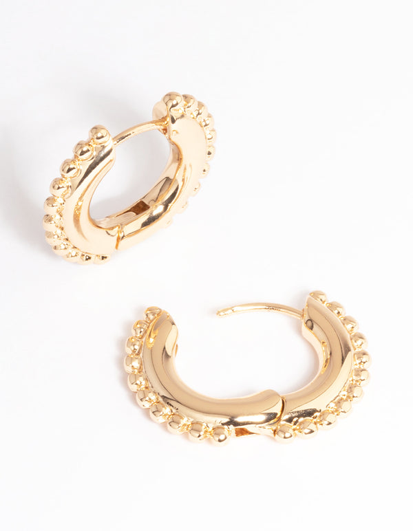 Gold Outer Ball Detail Huggie Earrings