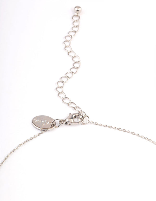 Rhodium Cubic Zirconia Bezel Earrings & Necklace Set