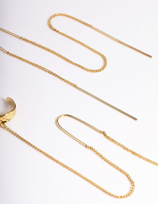 Gold Plated Fine Thread Through Cuff Earrings