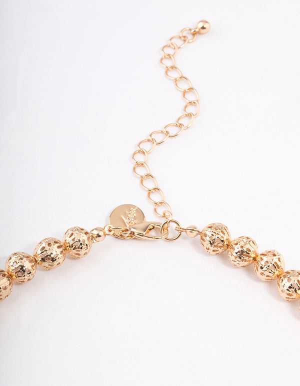 Navy Pattern Mixed Size Ball Necklace