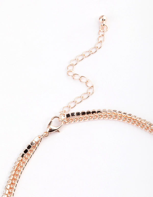 Rose Gold Double Row Cupchain Mini Butterfly Necklace