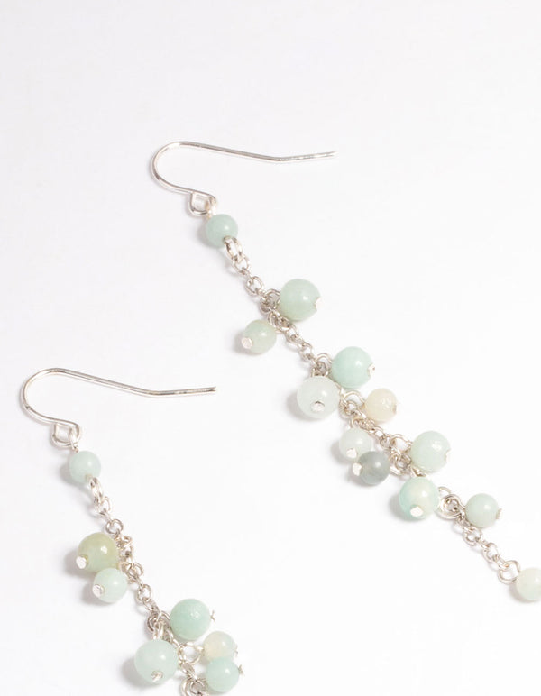 Antique Silver Amazonite Chain Drop Earrings