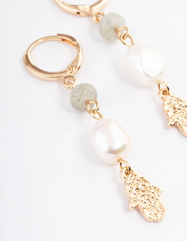 Gold Freshwater Pearl Drop Earrings